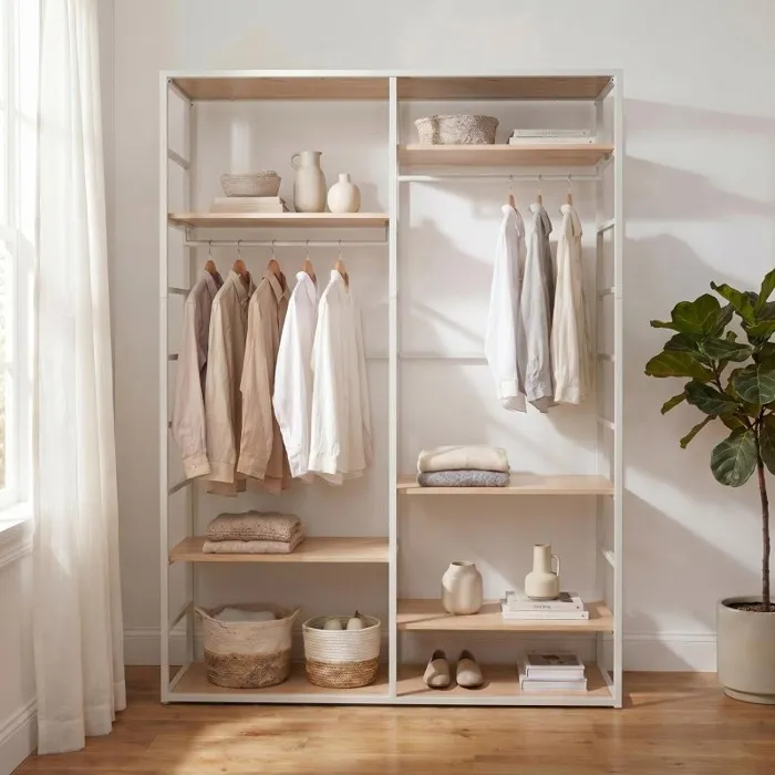 Mob-in - Portant Scala 120x180cm En Bois Et Métal Blanc - Penderie Avec Étagères Modulables - Structure Robuste Pour Rangement Optimisé