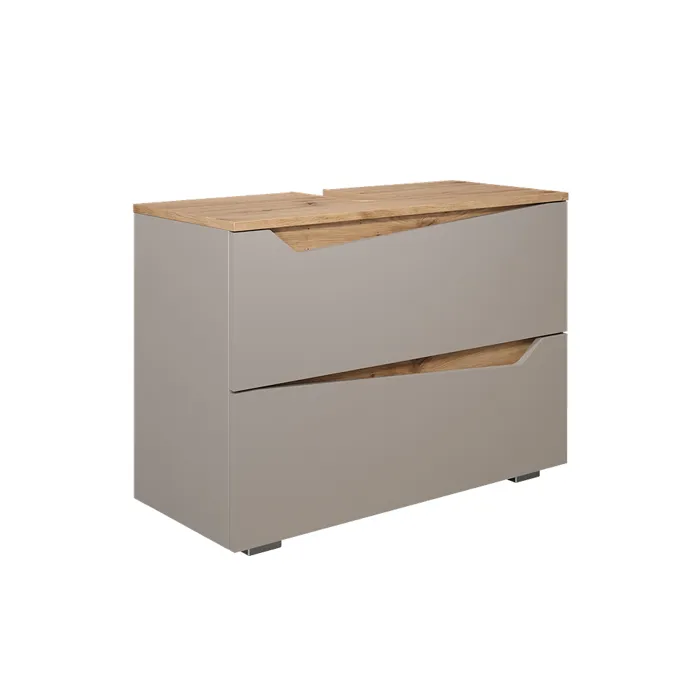 Vicco Meuble sous vasque simple Greige/Chêne Artisan 80x57.5cm avec 2 tiroirs
