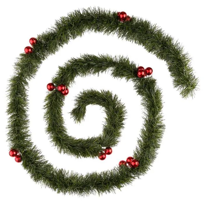 Guirlande Boules Rouges 10cmx2,7m 6 Plis Vert - Feeric Lights & Christmas