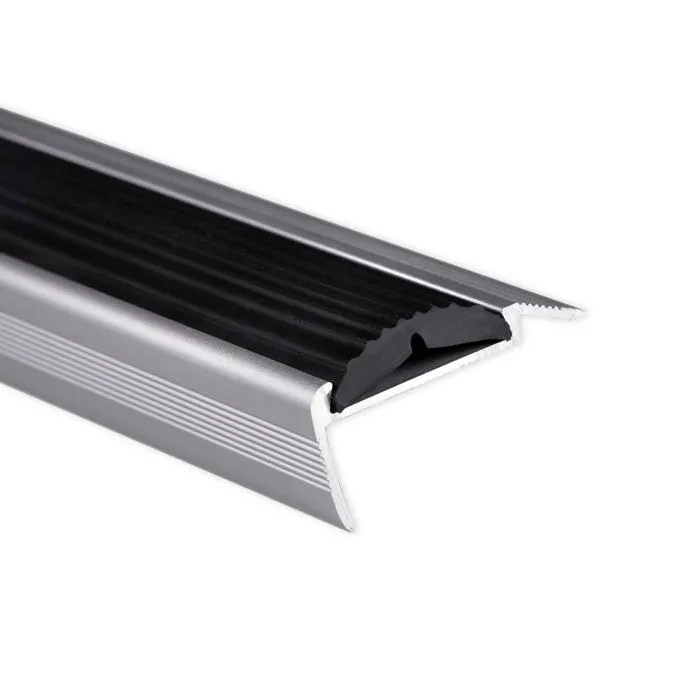 Seuil D'Escalier Avec Simple Caoutchouc Power Grip Longueur: 100 Cm Pré-percé Noir