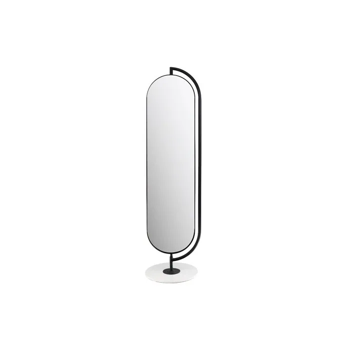 Miroir sur pied avec rangements et patères en métal - L. 44 x H. 169 cm - Noir - TOMONO