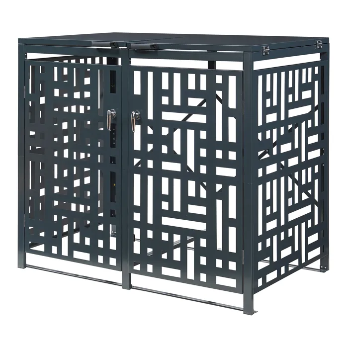 Cache-poubelle Bernalda pour 2 poubelles de 240 L acier galvanisé anthracite casa.pro