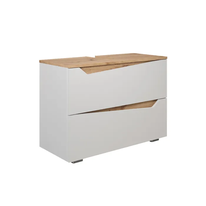 Vicco Meuble sous vasque simple Blanc/Artisan 80x57.5cm avec 2 tiroirs