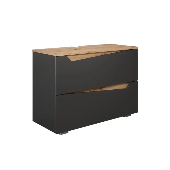 Vicco Meuble sous vasque simple Anthracite/Artisan 80x57.5cm avec 2 tiroirs