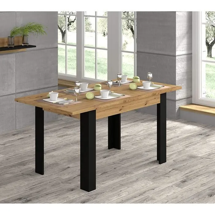 Table a manger extensible sans tiroir 4 personnes rectangulaire en Bois 160 x 80 x 76 cm