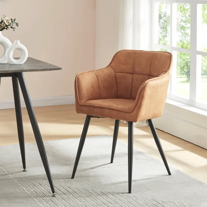 Chaise de salle à manger Birmingham simili-daim marron en.casa