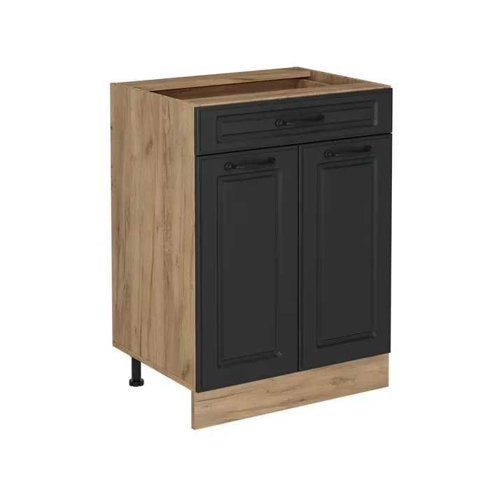 Vicco Meuble cuisine Anthracite campagne 60cm avec tiroir, sans PT