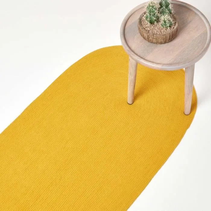 Tapis De Couloir Tissé À Plat En Coton Jaune Moutarde 66x200cm - Homescapes