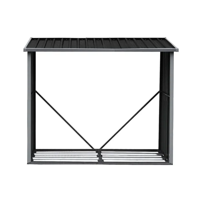 Abri bûches métal en acier galvanisé 1,69 m3 - 2 stères - L182 x P83 x H148cm - DERWOOD