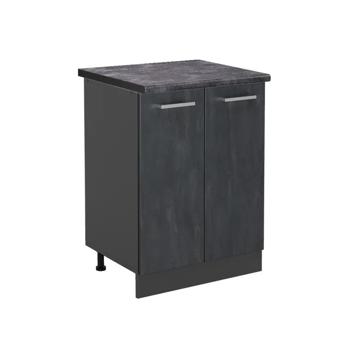 Vicco Meuble bas de cuisine Béton noir/Anthracite 60cm plan de travail Anthracite