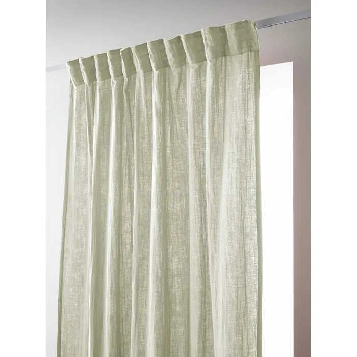 Rideau Galon Fronceur 140 x 240 cm Double Gaze de Coton Uni Gaïa Vert d'Eau