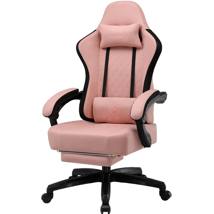 Chaise de gaming ergonomique GTPLAYER Papillon - Tissu - LR002-OB - Noir rose - 50 x 54 x 135 cm