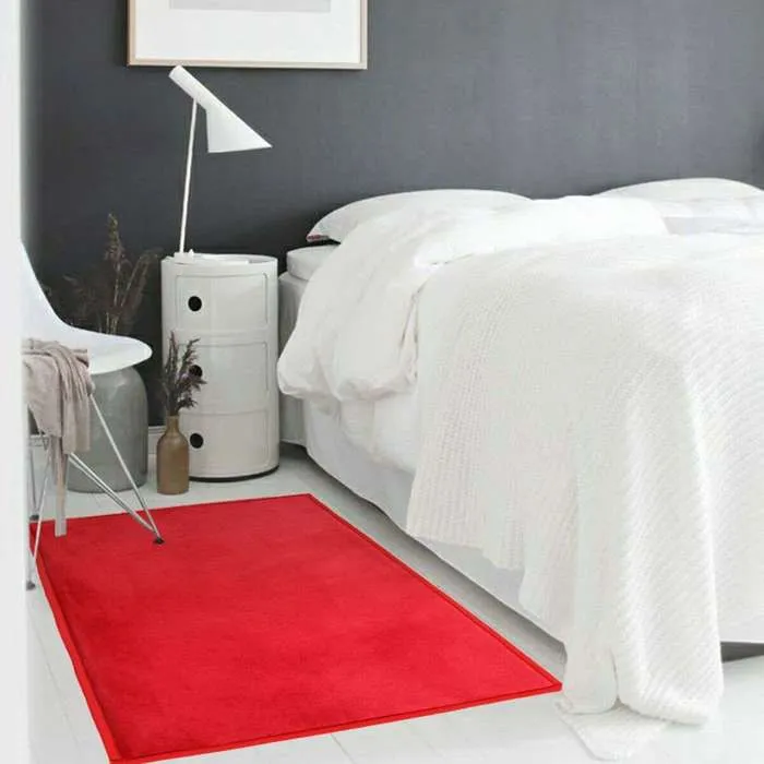 Tapis aspect velours extra-doux rouge 60x90
