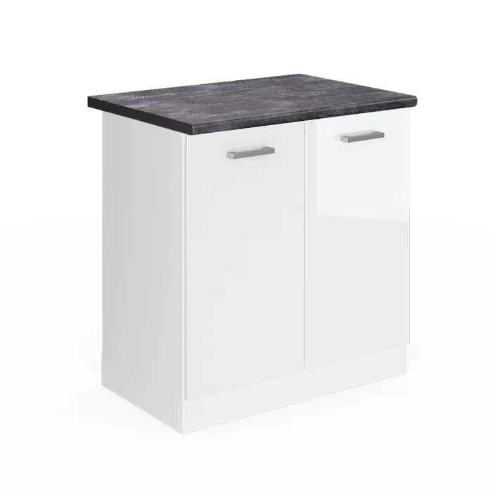 Vicco Meuble bas sous-évier Blanc Haute brillance/Blanc 80cm plan de travail Anthracite
