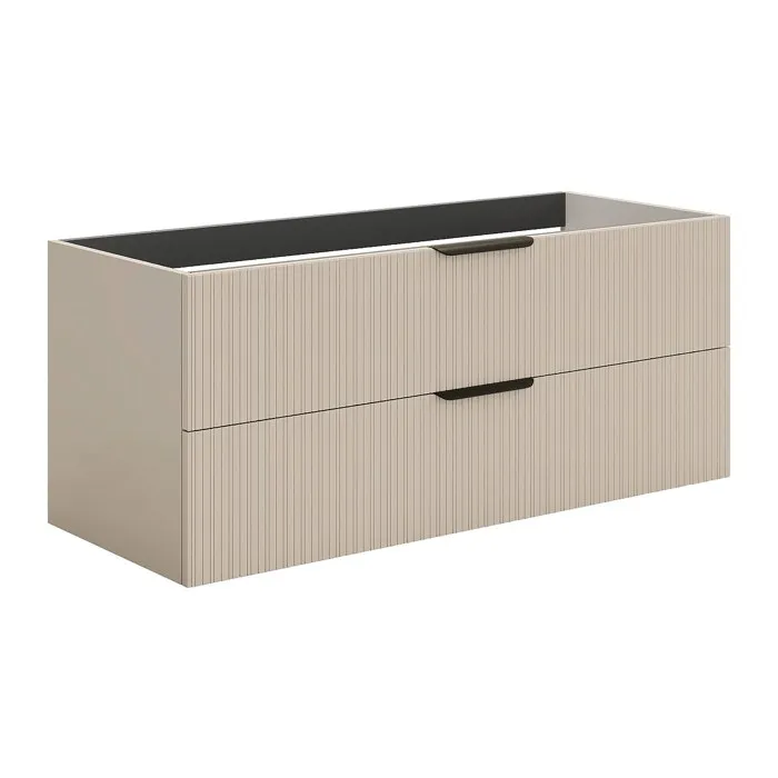 Meuble sous vasque suspendu strié - Coloris beige - 120 cm - DALIKO