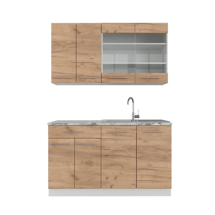 Vicco Cuisine Chêne doré/blanc 140cm sans PT