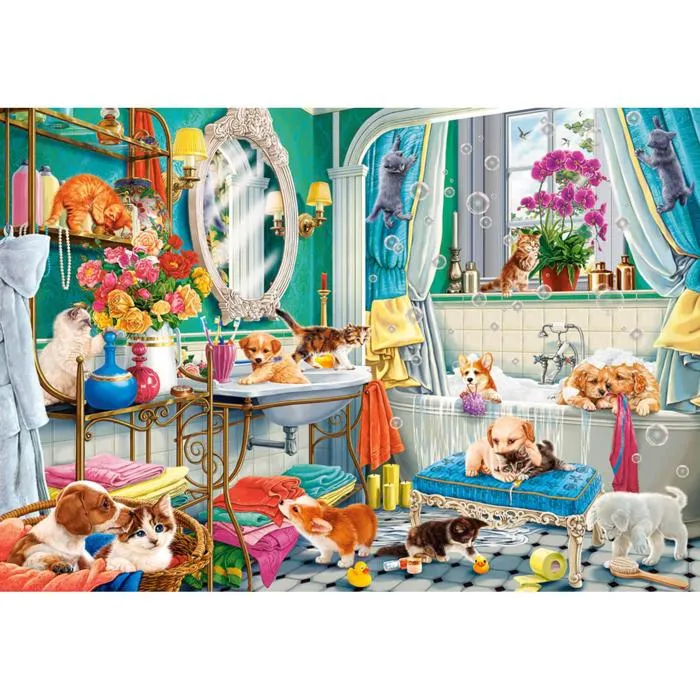Castorland Puzzle Crazy Pet Bath - Puzzle 1500 Pièces Animaux