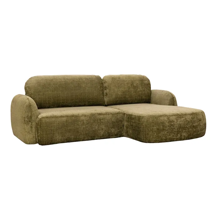 Viona - Canapé D'angle Convertible Avec Coffre En Tissu Vert - Angle Droit