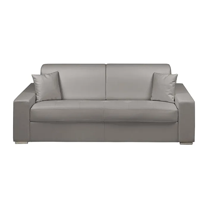 Canapé 4 places convertible express en simili - Gris - Couchage 160 cm - Matelas 22 cm avec mémoire de forme EMIR