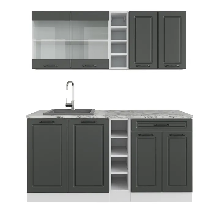 Vicco Cuisine Anthracite maison de campagne/blanc 160cm sans PT