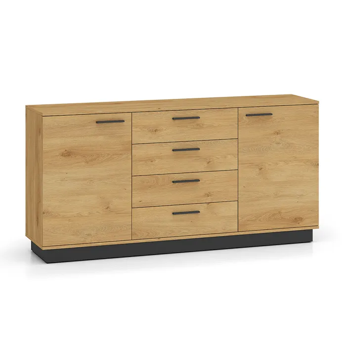 Buffet 2 portes 4 tiroirs panneaux mdf marron