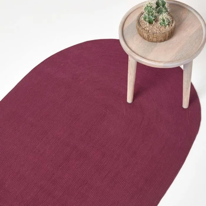 Tapis Ovale Tissé À Plat En Coton Prune 50x80cm - Homescapes