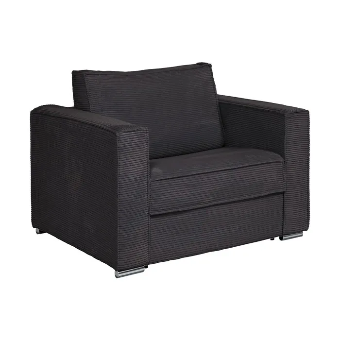 Fauteuil convertible express en velours côtelé anthracite - Couchage 70 cm - Matelas 14 cm - LORETO