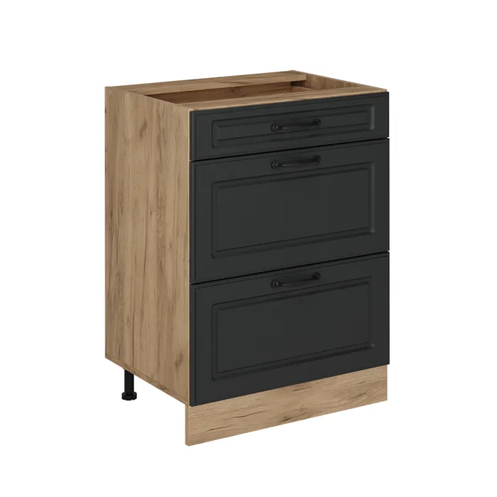 Vicco Meuble cuisine Anthracite campagne 60cm avec tiroirs, sans PT