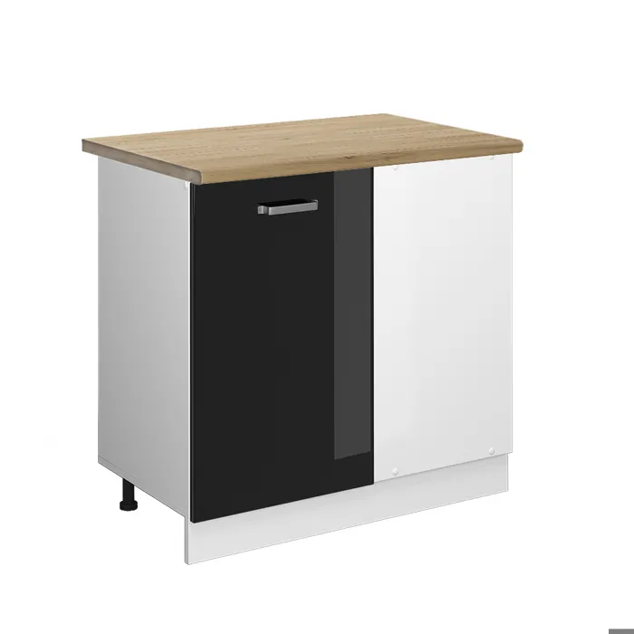 Vicco Meuble dangle Noir Haute brillance/Blanc 86cm plan de travail Chêne doré