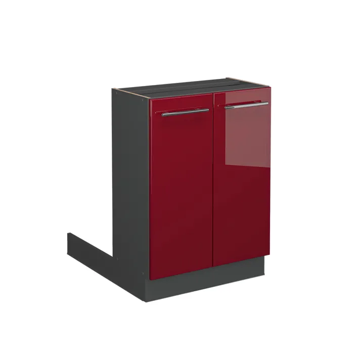 Vicco Îlot de cuisine Rouge bordeaux Haute brillance 60cm sans PT