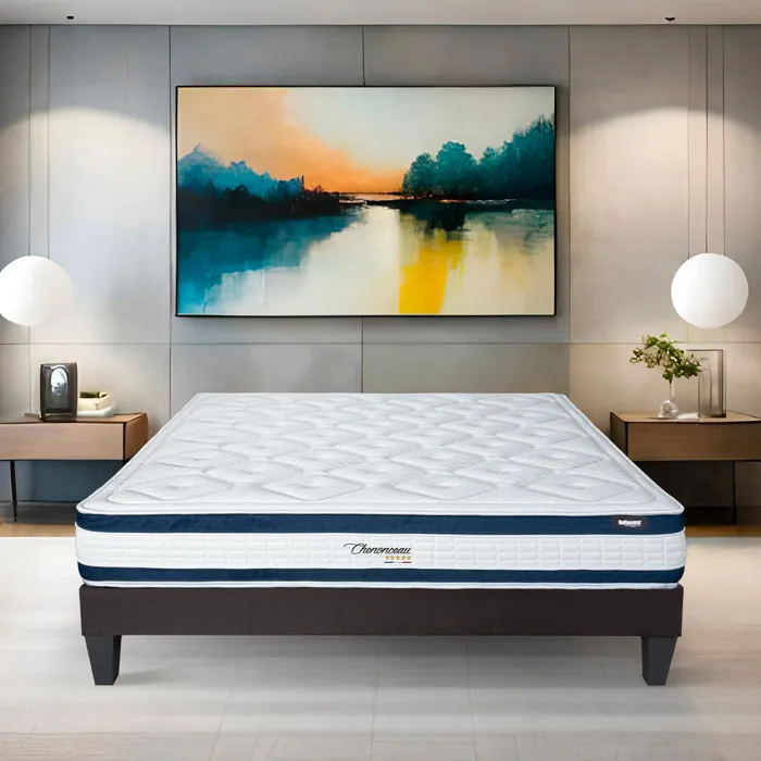 Ensemble Chenonceau 180x200 cm Matelas Mousse + Sommier Bois
