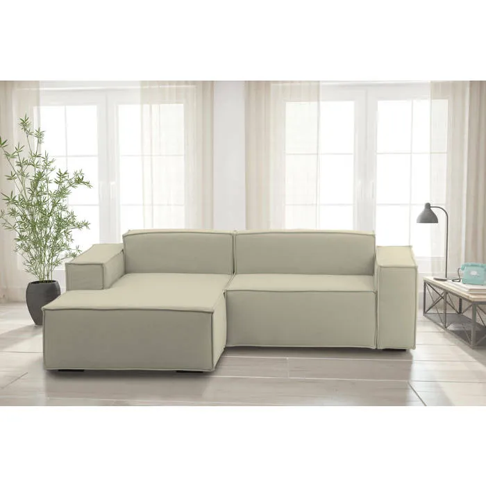 Canapé Fixe,en Tissu,beige,220x170h70 Cm