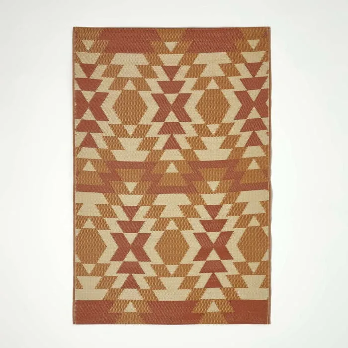 Tapis extérieur terrasse réversible - Tapis de jardin imperméable et résistant UV - Anya - Orange - 150x240 cm - HOMESCAPES