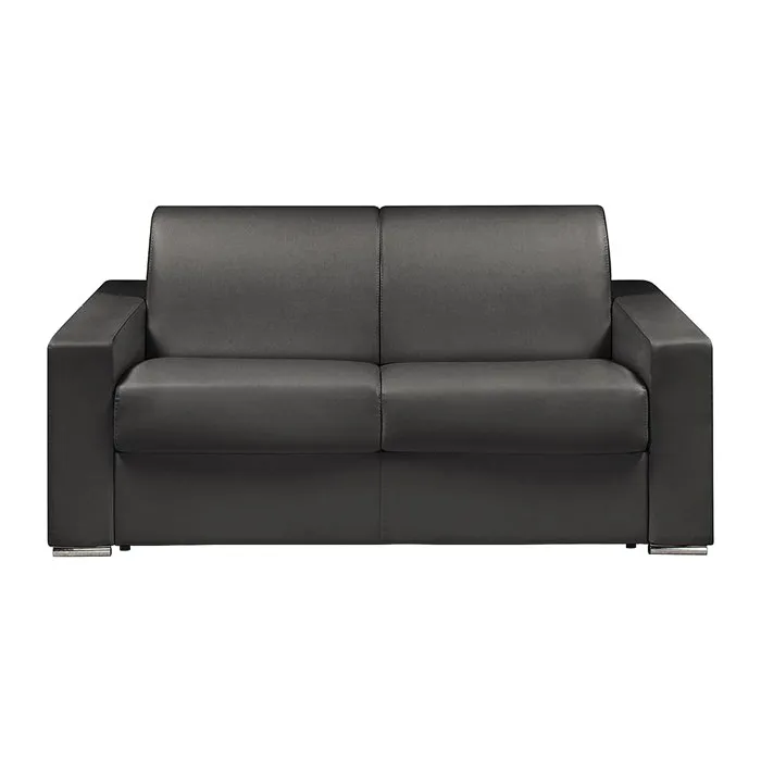 Canapé 2 places convertible express en simili noir - Couchage lattes larges 120 cm - Matelas 18 cm CALITO