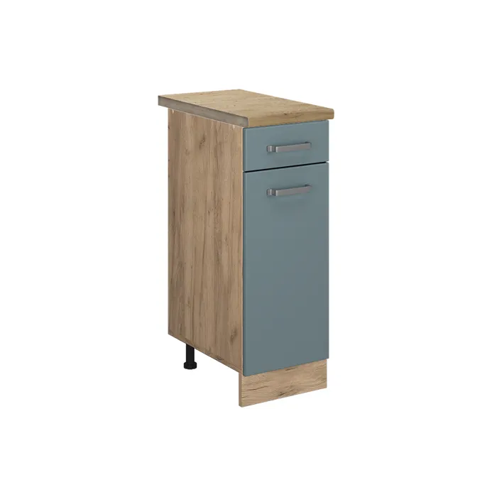 Vicco Meuble cuisine Bleu-gris/Chêne doré 30cm plan de travail Chêne doré