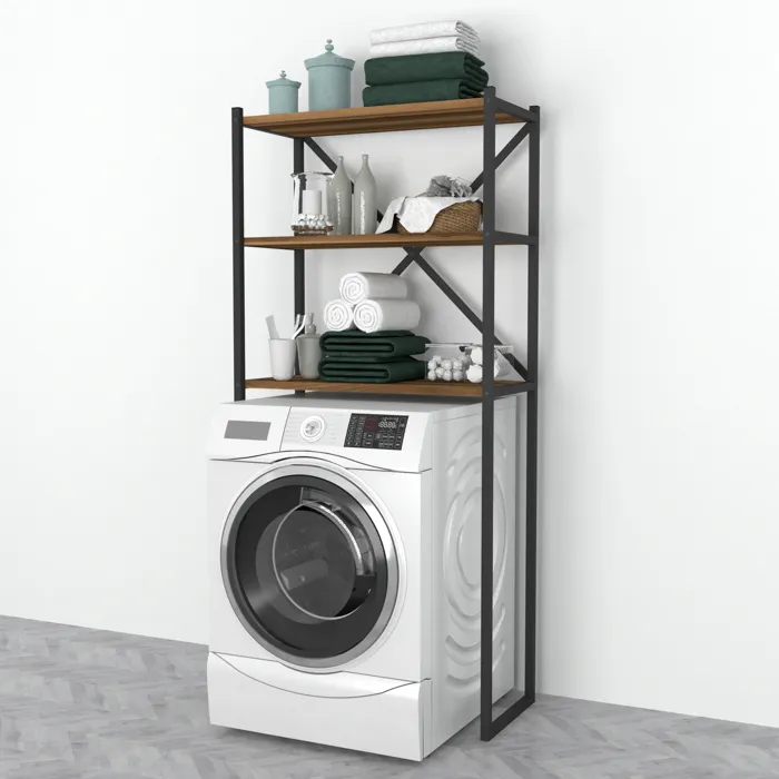 Étagère de salle de bain Askersund 160 x 66 x 34 cm effet noyer en.casa