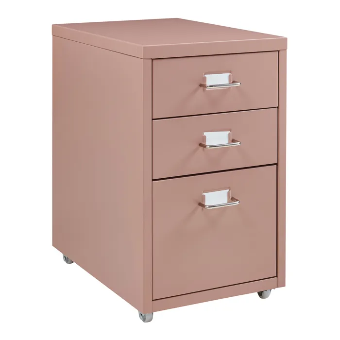 Caisson de bureau à roulettes Kökar acier 48 x 28 x 41 cm marron clair en.casa