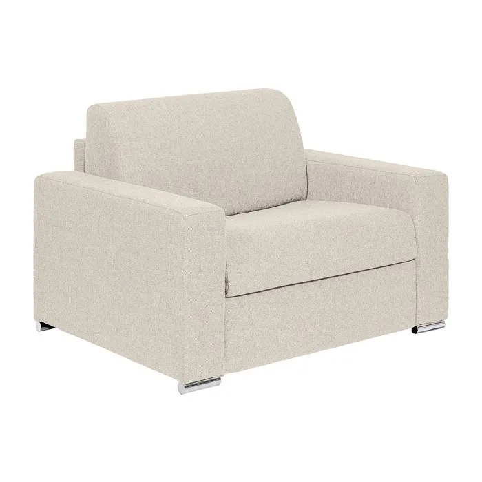 Fauteuil convertible express en tissu chiné beige - Couchage 70 cm - Matelas 14 cm - CALITO