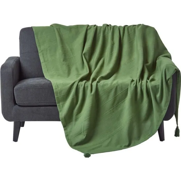 Plaid Rajput Vert 225x255cm Jeté De Canapé En Coton Homescapes