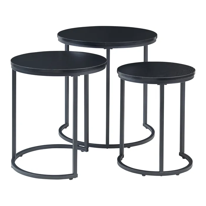Lot de 3 tables basses gigognes Ulricehamn noir en.casa