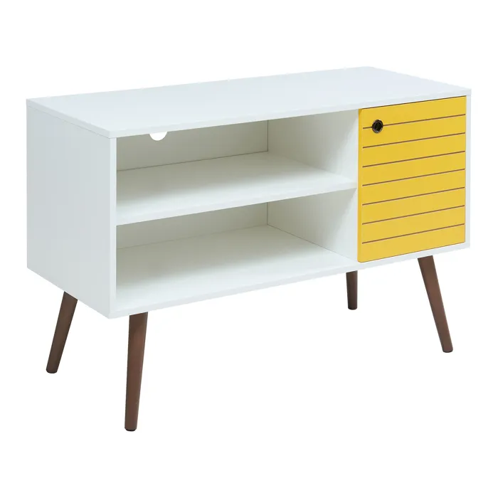 Meuble TV Vare 100 x 40 x 66 cm blanc / jaune en.casa