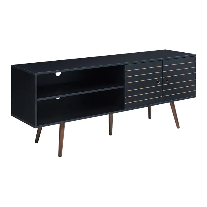 Meuble TV Vare 160 x 40 x 66 cm noir en.casa