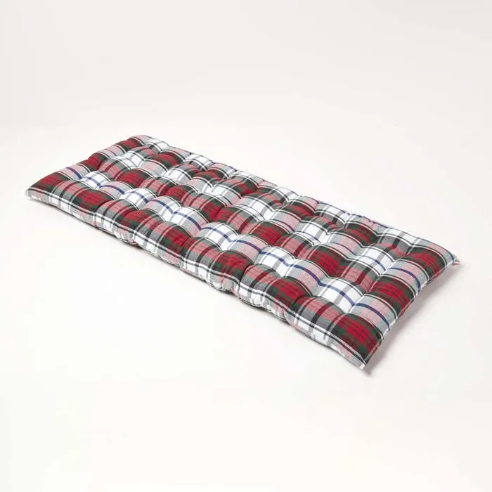Coussin Pour Banc De Jardin 2 Places Carreaux Écossais Rouge - Homescapes