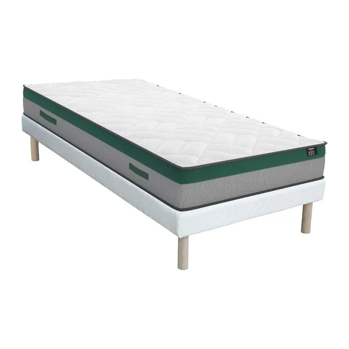 Ensemble 90 x 200 cm sommier + matelas ressorts ensachés ép.22cm - PRESTIGE de YSMÉE