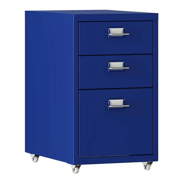 Caisson de bureau à roulettes Kökar acier 48 x 28 x 41 cm bleu en.casa