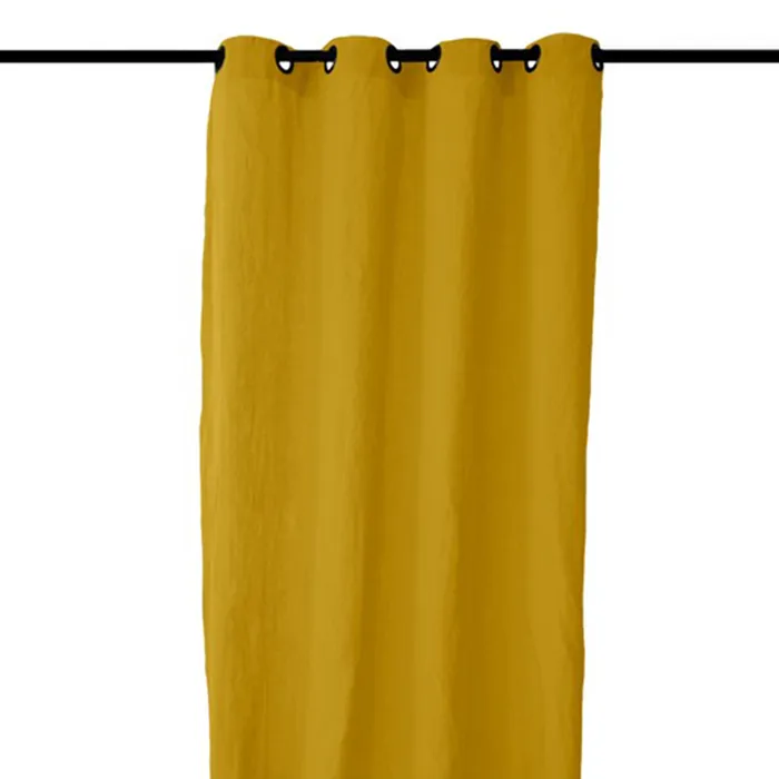Rideau 8 Œillets 140x280 Cm Opera Deco 50% Lin Et 50% Coton Jaune Moutarde