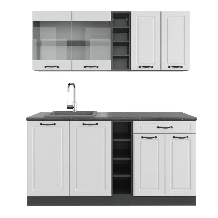 Vicco Cuisine Blanc cottage/anthracite 160cm sans PT