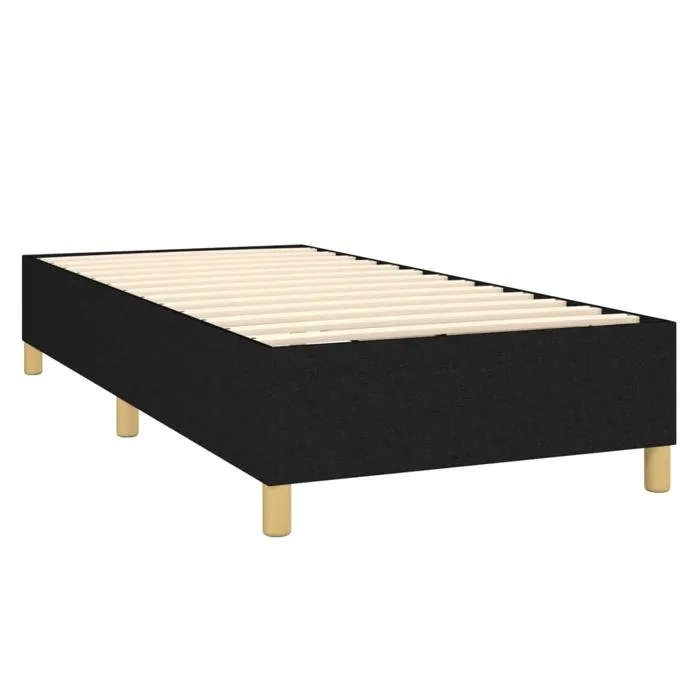 Sommier À Lattes Sur Pieds Cadre De Lit 100x200 Cm Tissu Noir Tdl0207041