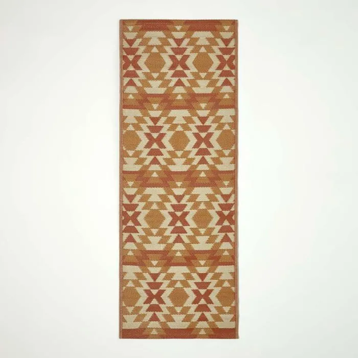 Tapis extérieur terrasse réversible - Tapis de jardin imperméable et résistant UV - Anya - Orange - 75x200 cm - HOMESCAPES