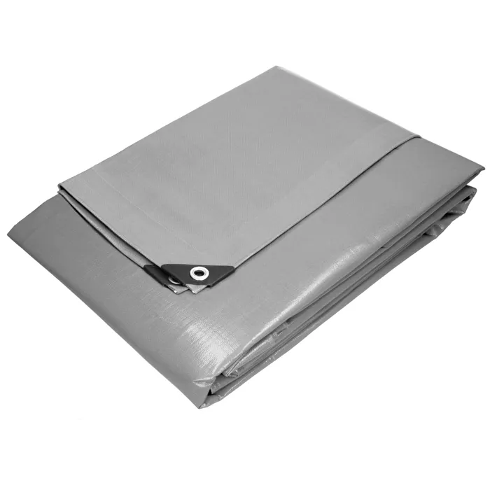 Bâche de couverture étanche protection en PE avec oeillets 4x6 m 180 g/m² gris